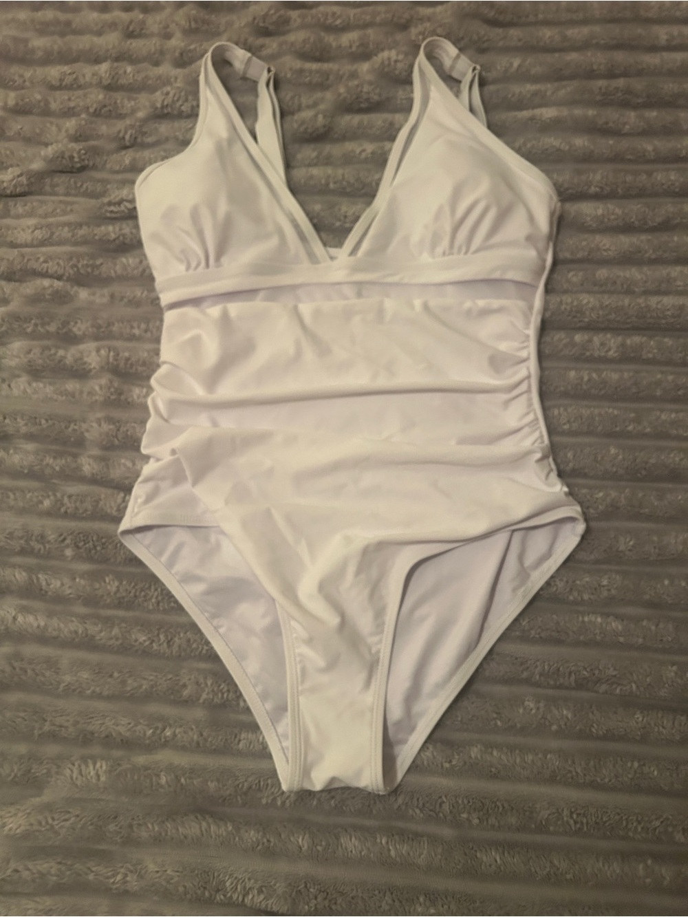 Sleek White V-Neck One-Piece Swimsuit never worn